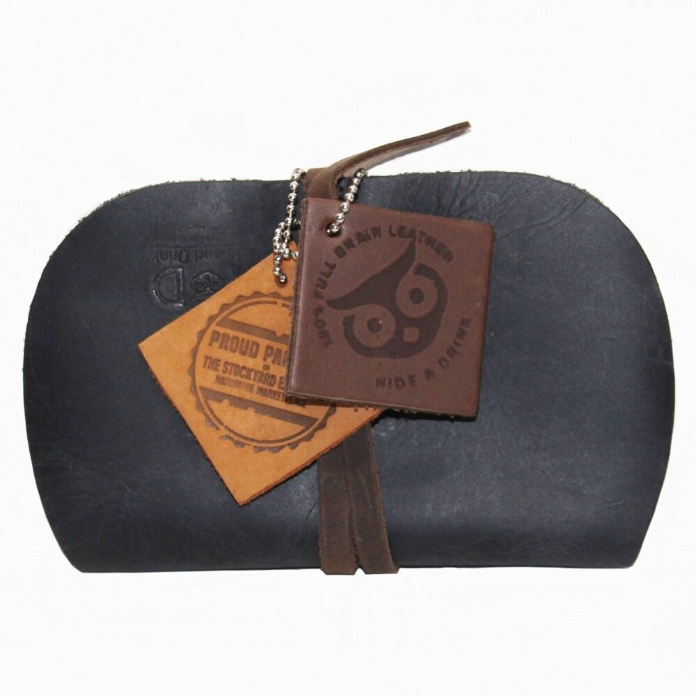 Rustic Leather Sunglass Wrap Slim Travel Soft Storage Black